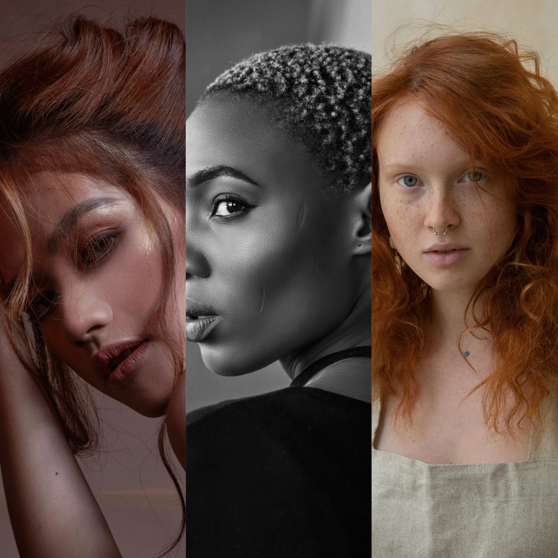An inclusive photo showcasing different hair textures