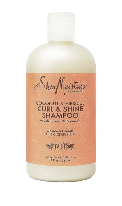 Bottle of shea moisture coconut shampoo