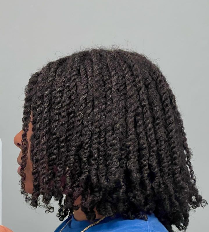 Minitwist hairstyle on natural hair