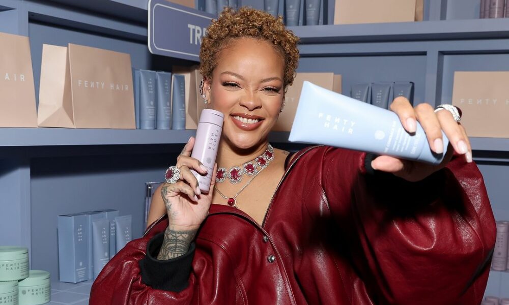 Rihanna showing fenty hair new products