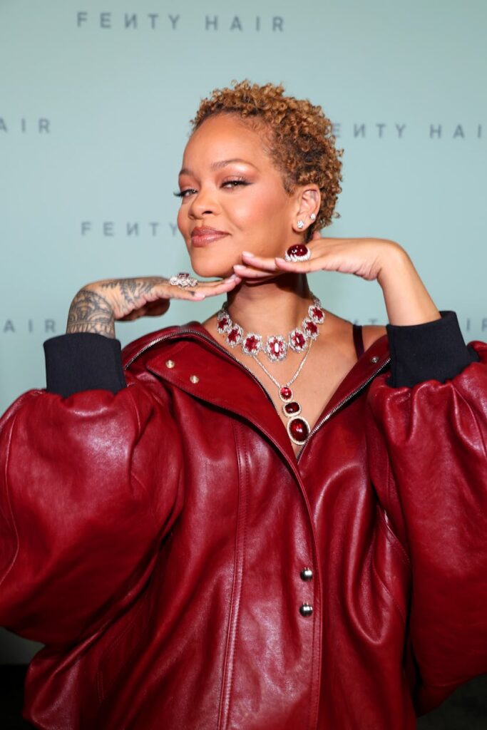 Rihanna with her natural hair at the fenty hair launch party